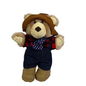 Vintage 1986 Wendy's 7" Dudley Furskin Plush Bear Toy Brown Felt Hat No Tag